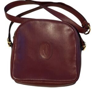 Cartier Vintage Must de Cartier Burgundy Leather Shoulder Crossbody Bag